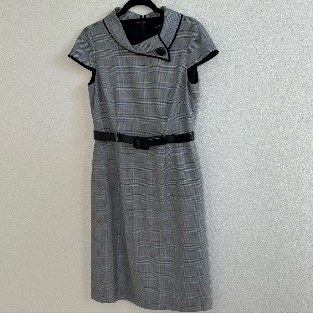 Tahari Arthur S. Levine Sheath Dress Black Glen‎ Plaid  Work Career Size 6